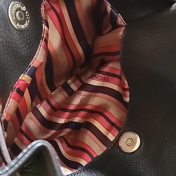 Tignanello Black Leather Bikercore Bohemian Hobo Shoulder Bag Satchel PurseTote - Picture 13 of 16